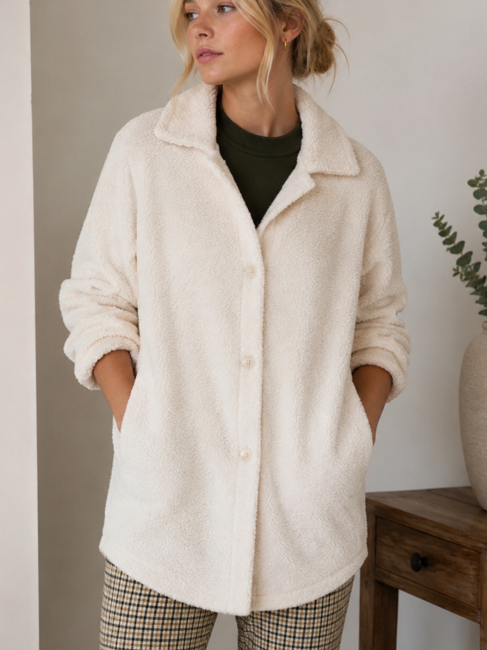SPANX luxe fleece Button-Front Jacket 54634